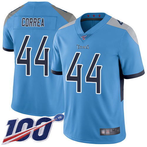 Tennessee Titans Limited Light Blue Men Kamalei Correa Alternate Jersey NFL Football #44 100th Season Vapor Untouchable